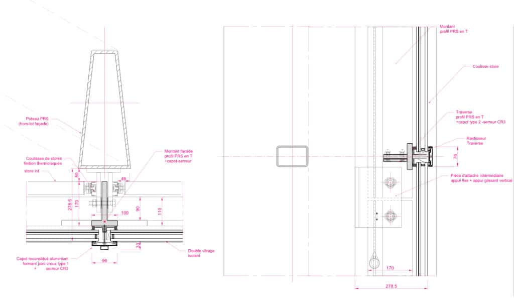 détail jonction montant-traverse