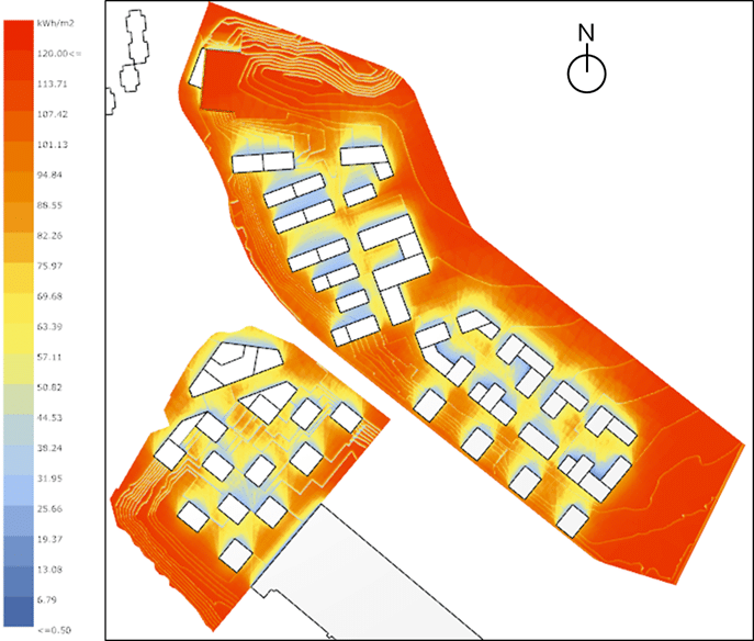 Irradiation hivernale des espaces extérieurs du Village des Médias